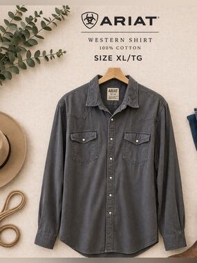Ariat Retro Fit Shirt - Charcoal Sz XL GUC